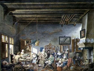 A Dutch Tavern Interior (after a painting by Johannes Petrus van Horstock)