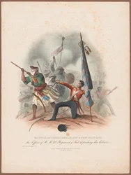 Battle of Ferozeshah, 21st & 22nd December 1845. An Officer of HM 9th Regiment Defending His Colours