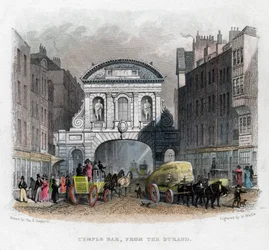Temple Bar, from the Strand, London, 1829