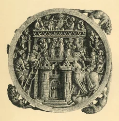 Ivory mirror case depicting the Storming of the Castle of Love, early-mid 14th century, 1881