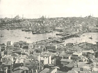The Galata Bridge Across the Golden Horn, Constantinople, Ottoman Empire, 1895