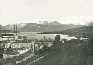 View of Lucerne and Its Mountains, Switzerland, 1895