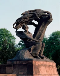 View of the monument dedicated to the composer Frederic Chopin (1810-1849) in Warsaw, Poland
