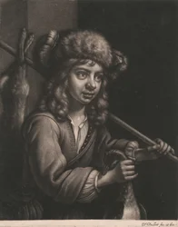 Boy Holding a Dead Rabbit and a Dead Fowl