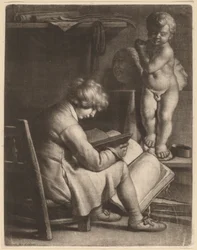 Young Artist with a Statue of Cupid