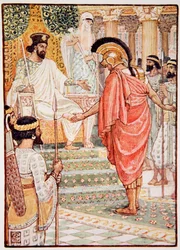 He stood silent before the king, illustration from 