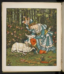 Illustration for the story, the Hind in the wood
