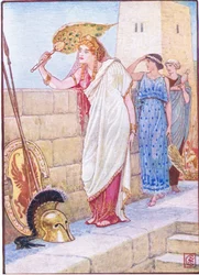 Often she would stand on the walls of Troy, illustration from The Story of Greece
