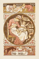 Rhyming words ending in the letter P. An illustration, showing a woman feeding a child. The Golden primer