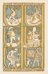 Rhyming words ending in the letter P. To illustrate the use of the letter U. The Golden Primer