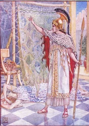 She changed her into a spider, illustration from The Story of Greece