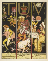 TUV- T stands for Tom the son of a piper; U for the unicorn; and V for the victuals