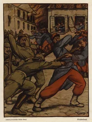 Street Battle Between German and French Soldiers, World War I