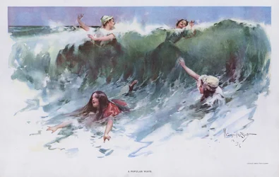 A Popular Wave: Women Playing in the Waves at the Seaside