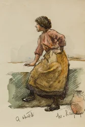Study of a Girl on a Harbour Wall