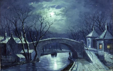 Redcote Bridge, Armley, by Moonlight