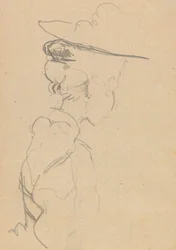 Head and Shoulders of a Woman in a Hat, in Lost Profile, to Right