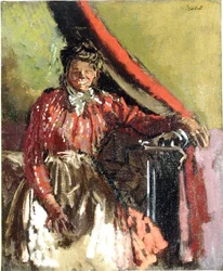 Woman Seated on a Bed