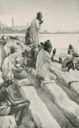 Parsis Worshipping the Rising Sun on the Beach at Bombay