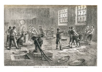 The Interior of the Mint from a Drawing of About 1800, 1878