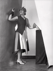 Portrait of Anita Pezzoni in a dress designed by the painter Marcello Clarion