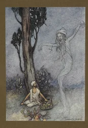 Plate 26: Now barber, I am going to destroy you. who will protect you?, from Folk-Tales of Bengal