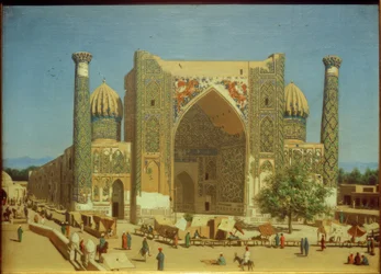 Shir-Dor Madrasa on Registan Square in Samarkand