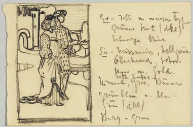Couple in Medieval Costume in Front of Castle