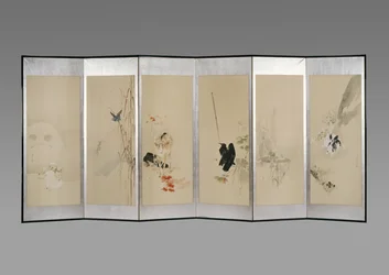 Folding screen: Flowers of the Twelve Months, c.1900