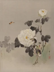 Roses, Young Bird and a Butterfly, ca. 1887