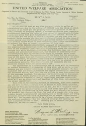 Letter from Wayne E. Wheeling, United Welfare Association, to Dear Neighbor, February 5, 1915
