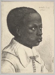 Head of a young Black boy in profile to right, 1645