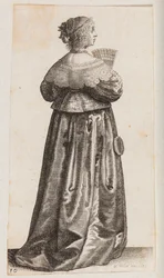 Woman with a Fan and a Mirror, Seen from Behind