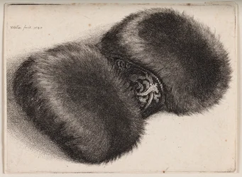 Fur Muff with a Brocade-covered Ribbon