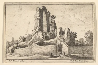 Ruins and a barred gate on the Esquiline Hill in Rome, 1673