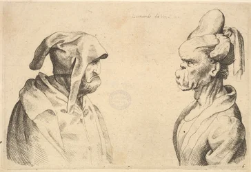 Two Deformed Heads Facing Each Other
