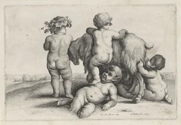 Four Boys, a Satyr and a Goat, Putti and Satyrs (series title)