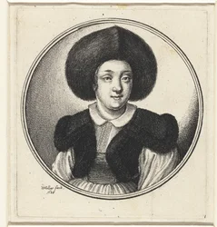 Woman with Fur Hat (Busts of Women in Round Frames)