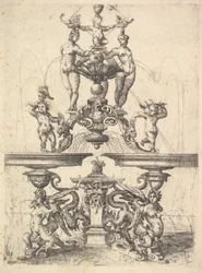Design for a Fountain, Plate 119 from Dietterlin