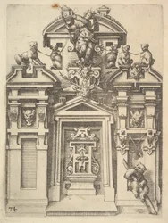 Design for an Architectural Structure with a Hunting Theme, Plate 74 from Dietterlin