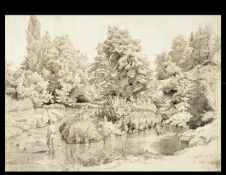Erkrath, Stream Landscape with Boy Fishing