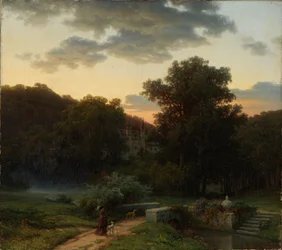 German Castle Park at Sunset