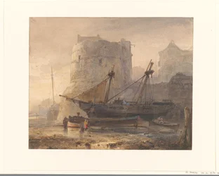 Ships at Low Tide in a French Harbor
