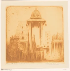 Courtyard of a Temple in British India