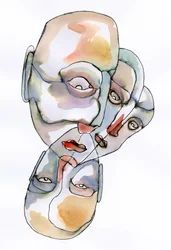 Fragmented Faces Watercolor