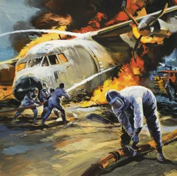 Putting Out a Fire After an Aircraft Accident