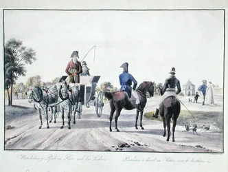 Riding in Prater Park, Vienna, engraved by Adam von Bartsch