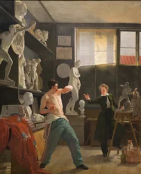 A Sculptor in His Studio Working from Life