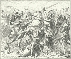 The rebel Duke Rudolf of Swabia mortally wounded at the Battle of the Elster