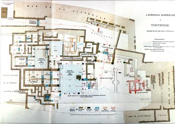 Map of the ancient city of Greece Tiryns, Heinrich Schliemann, Paris